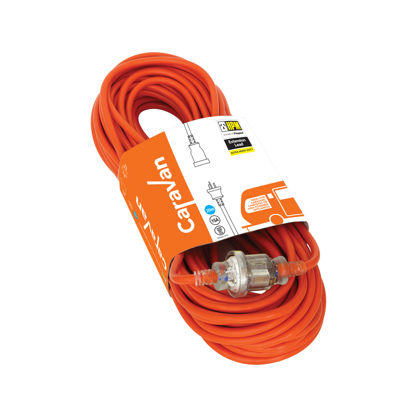 Hpm 15a 3 Core 1 5mm 20m Extra Heavy Duty Caravan Extension Lead