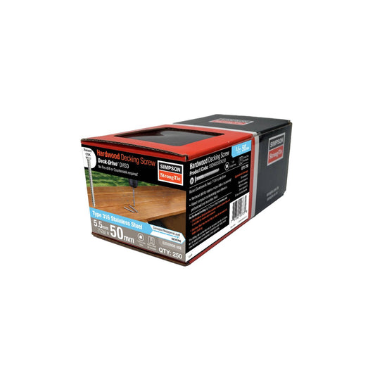 Simpson Strong Tie Decking Screws - 50mm - 316 Stainless Steel - No Predrill - Auzzistore