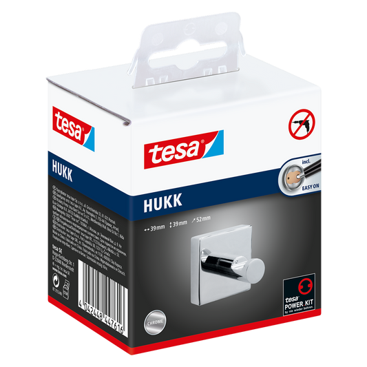 Tesa Hukk Towel Hook - Self-Adhesive - Chrome - 39mm x 52mm x 39mm – view 2