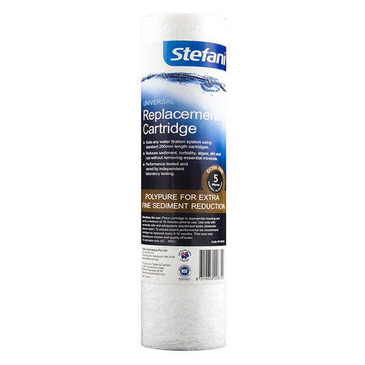 Stefani 250mm 5 Micron Universal Replacement Filter - Polypropylene - Improves Water Quality