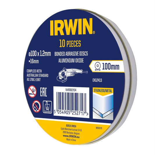 Irwin Metal Cut Off Disc 100mm 10pk - Aluminium Oxide - 1.2 x 16mm – view 2 - Auzzistore
