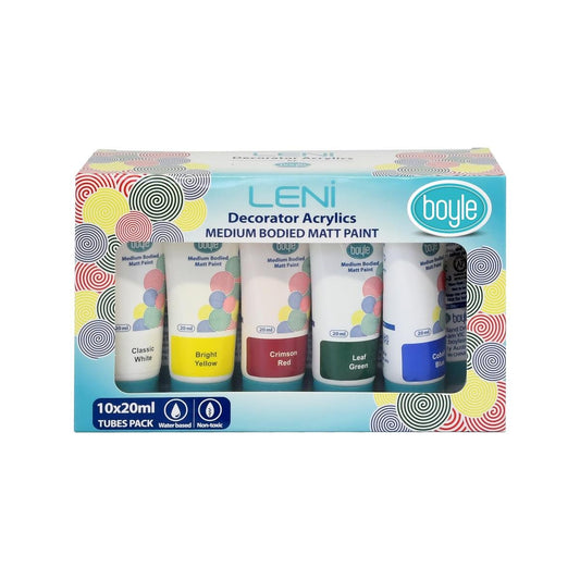 Boyle 20ml Leni Decorator Acrylics Paint 10 Pack Matt Finish