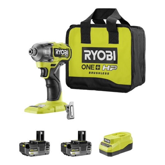 Ryobi 18V One HP Impact Driver Kit - 2 x 4Ah Batteries - 3400rpm - LED Light - Auzzistore