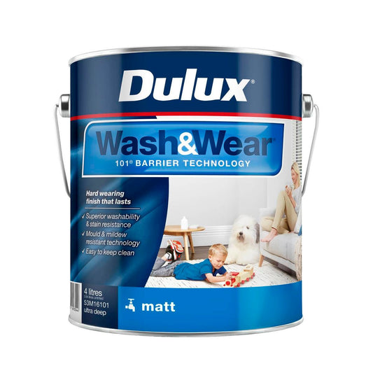 Dulux Ultra Deep Wash Wear Matt Interior Paint - 4L - 192mm x 179mm - Washable, Mould Resistant - Auzzistore