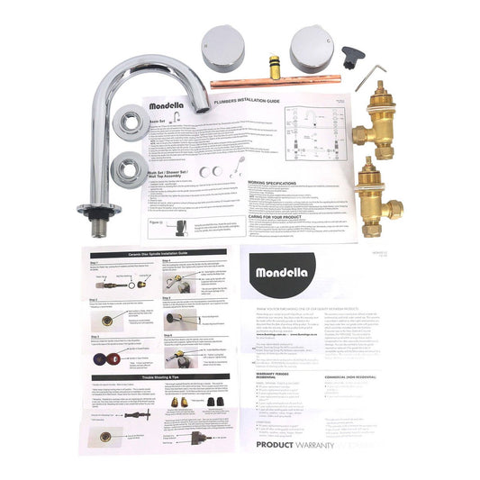 Mondella Chrome Resonance Basin Set - 1/4 Turn - 1240mm - Textured Handle - WELS 4 Star – view 2
