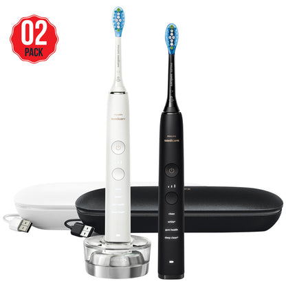Philips Sonicare DiamondClean 9000 Black And White Electric Toothbrush 2 Pack HX9914/60