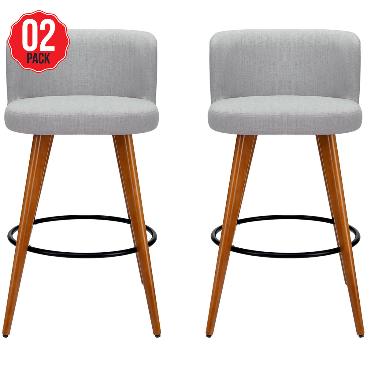 Artiss Grey Wooden Barstool 2 Pack