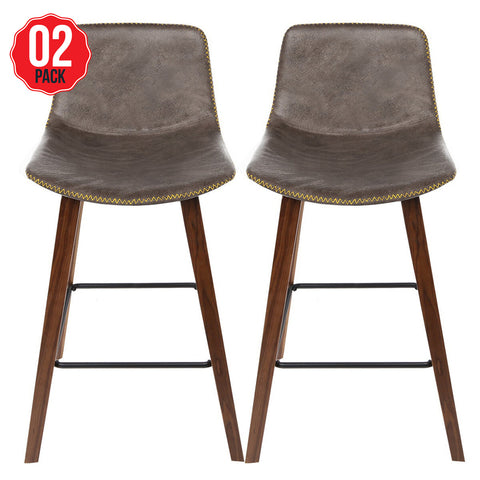 Artiss Cafe Barstool Wood Walnut 2 Pack - Auzzistore