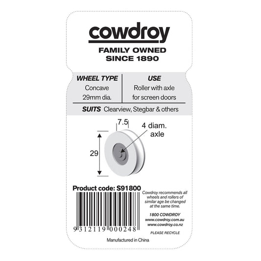 Cowdroy Sliding Door Wheel - 29mm - Nylon - Non Tyred - 2 Pack – view 2 - Auzzistore