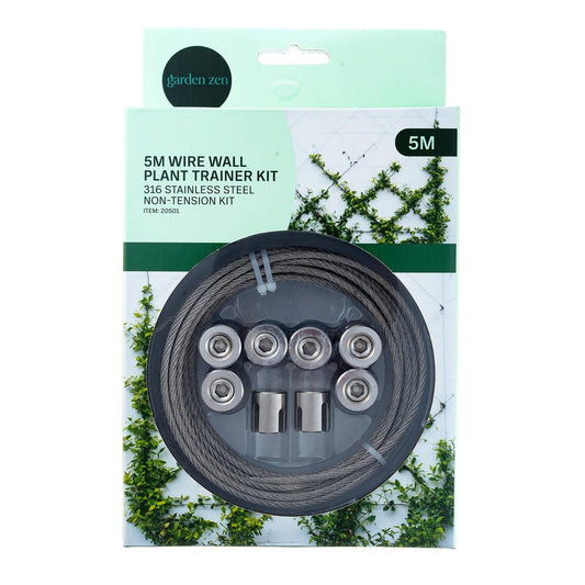 Garden Zen 5m Non Tensioned Wire Wall Plant Trainer Kit - 316 Stainless Steel - Durable Outdoor Support - Auzzistore