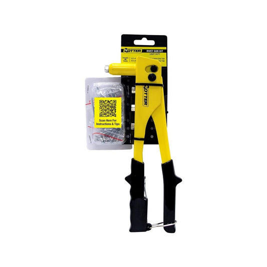 Otter Rivet Gun Kit - 60 Rivets - 120mm x 20mm x 250mm - Yellow - Auzzistore