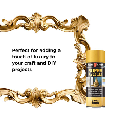 White Knight Super Gold Spray Paint - 300g - Solvent Based - Fast Drying