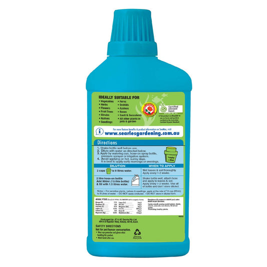 Searles SeaMax Liquid Organic Fertiliser 1L - 100% Organic - Blue - Enhances Growth – view 2 - Auzzistore