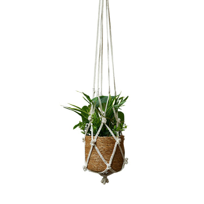 Eden 110cm Cotton Macrame Hanger - Hand-Woven Plant Display with Tassels
