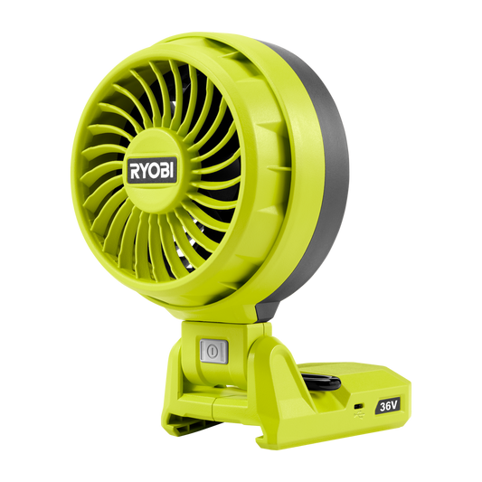Ryobi 36V Portable Fan Tool Only - 15W USB-C Output - 3 Speed Settings - 15 Hours Runtime