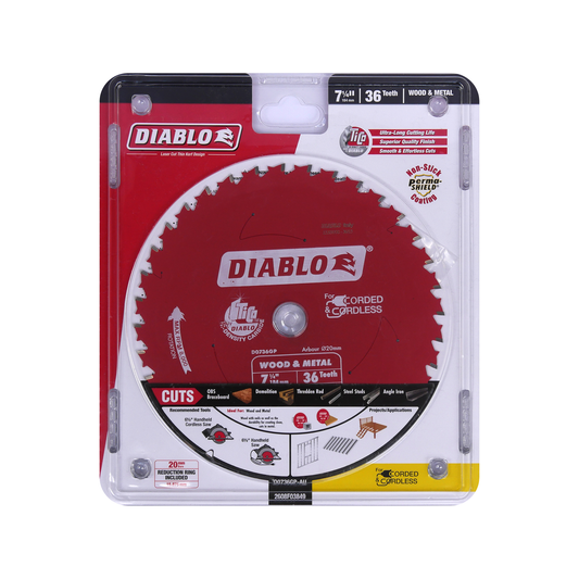 Diablo 184mm 36t Carbide Saw Blade - Wood & Metal Cutting - Durable