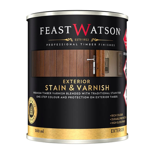 Feast Watson Exterior Stain and Varnish - 500ml - Jarrah - UV Resistant - Auzzistore