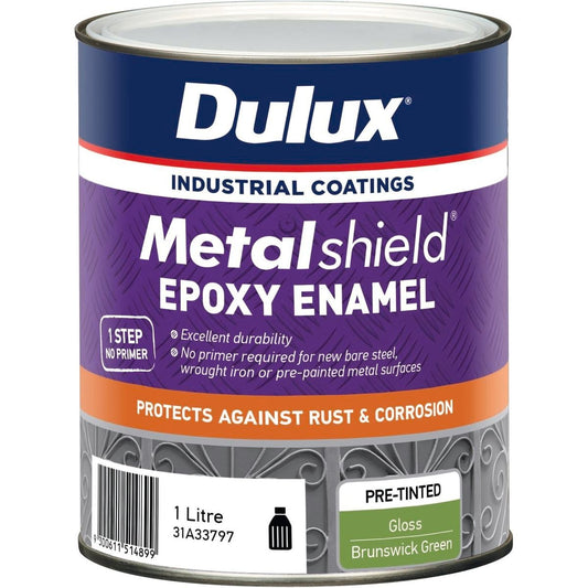 Dulux Metalshield Epoxy Enamel Gloss Paint 1L Brunswick Green Durable