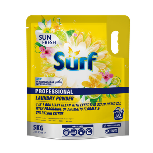 Surf 5kg Sun Fresh Laundry Powder Pouch - Phosphorus-Free, 83 Washes