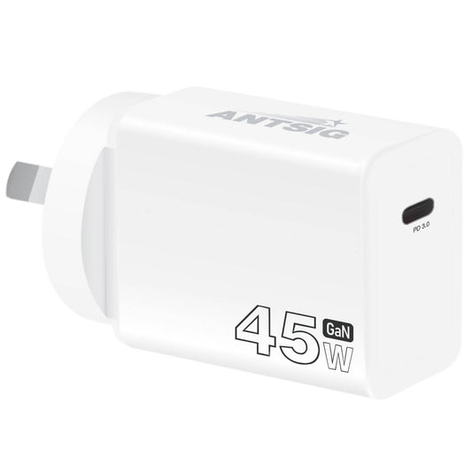 Antsig 45W USB-C GaN Wall Charger - Compact - Fast Charging - White