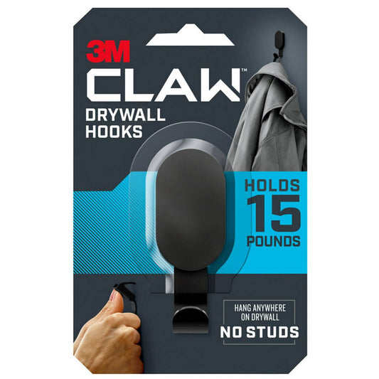 3M Black Claw Wall Hook - 7kg - 33mm x 83mm - Easy Installation - Auzzistore