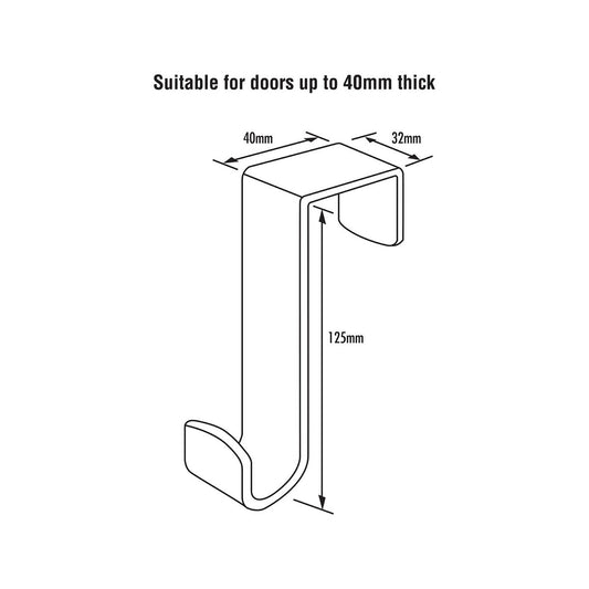 Adoored White Over the Door Deco Hook 2 Pack - 125mm x 80mm x 35mm - Easy Installation – view 2