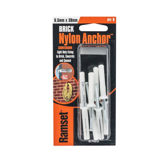 Ramset Nylon Anchor 6.5mm x 38mm 8 Pack Durable Insulation - Auzzistore