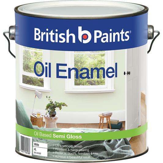 British Paints Enamel - 4L - Synthetic Polymer - Semi Gloss Finish - Auzzistore