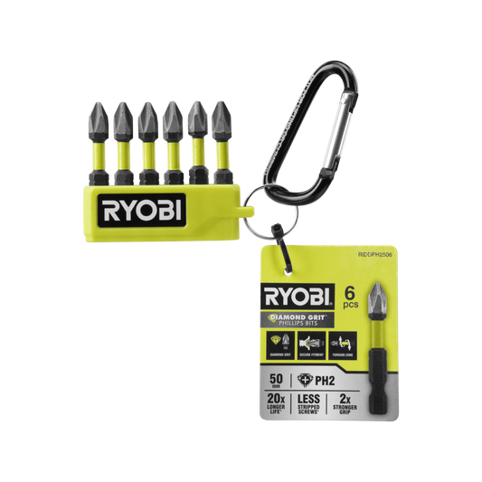Ryobi 50mm 6 Piece PH2 Impact Diamond Driving Bit Set - Enhanced Durability - Secure Fit – view 2 - Auzzistore