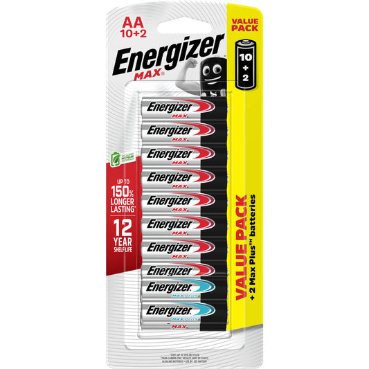 Energizer Max AA Alkaline Batteries 10 Pack Long Lasting Power