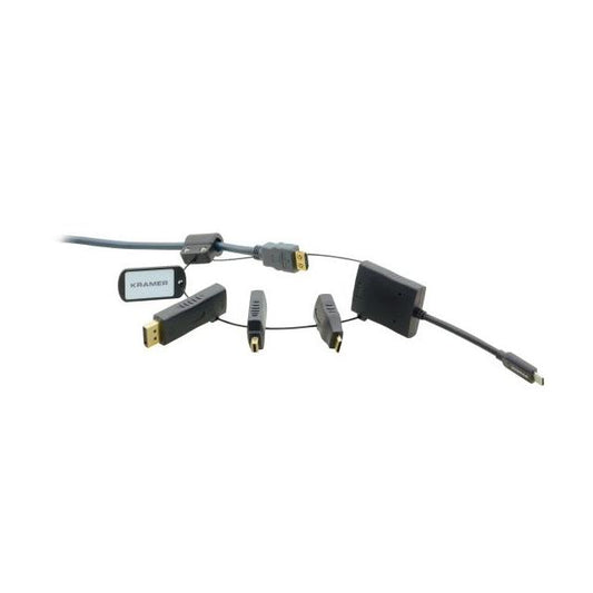 Kramer AD-RING-5 adapters: Mini DisplayPort (M) to HDMI (F); USB Type-C (M) to HDMI (F); DisplayPort (M) to HDMI (F); Mini HDMI type-C