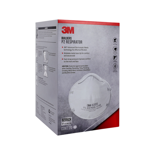 3M Builders P2 Respirator - 20 Pack - Advanced Filtration - Dust Protection