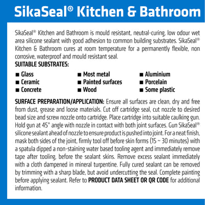 Sika Stone 300ml Kitchen Bathroom Silicone Sealant - Mould Resistant
