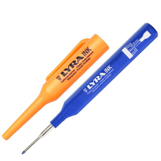 Lyra Blue Deep Hole Permanent Construction Marker - 1mm Tip - 35mm Stainless Steel Tip - Water Resistant - Auzzistore