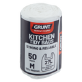 Grunt Kitchen Tidy Bags 27L White 50 Pack HDPE Easy Tear Convenience