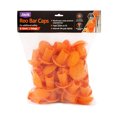 Jack Reo Bar Caps - 8-12mm - Orange - Mushroom Shape - 40 Pack