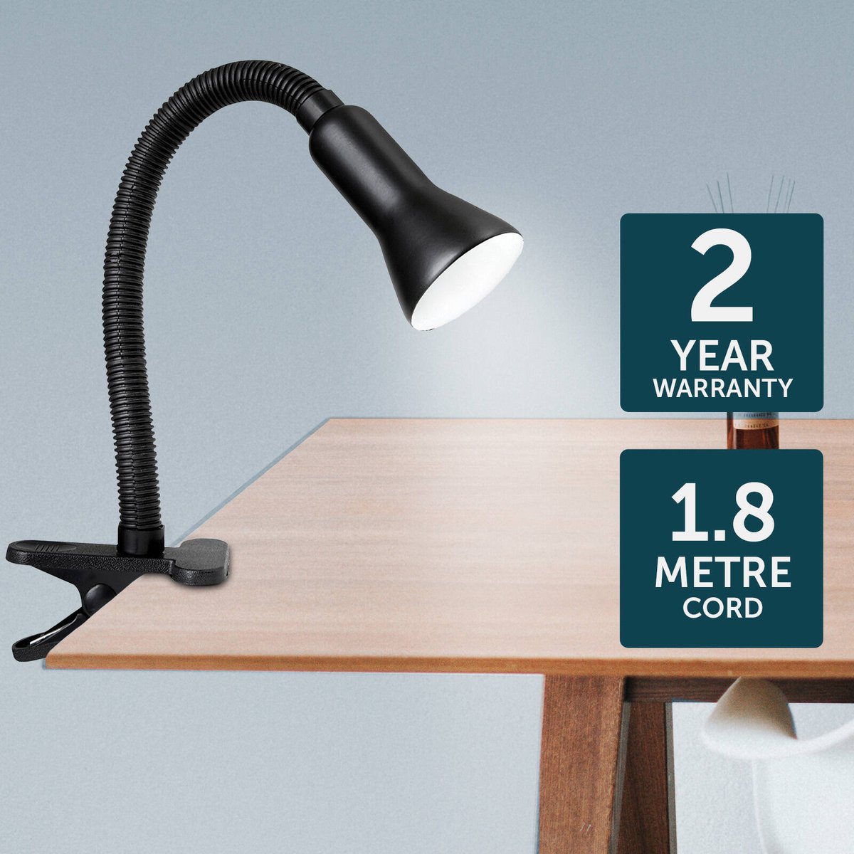 Brilliant Lighting Vito Clamp Lamp - Black - Metal - Flexible Neck - Modern