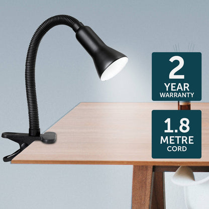 Brilliant Lighting Vito Clamp Lamp - Black - Metal - Flexible Neck - Modern