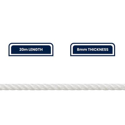 Grunt 8mm Super Silver Rope 20m Polypropylene High Strength