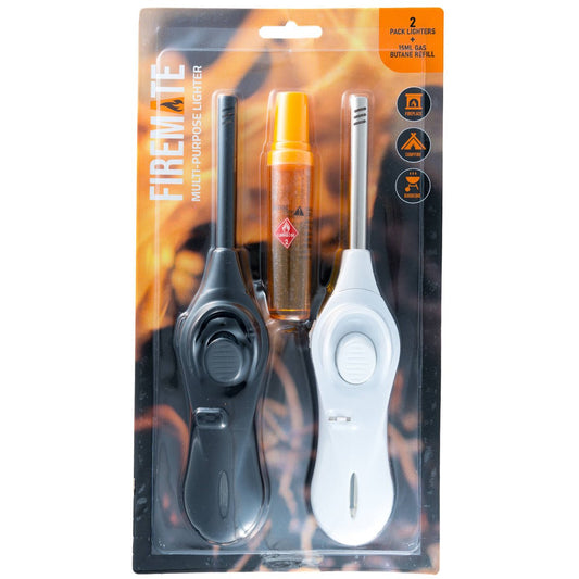 Firemate Multi Purpose Lighters 2 Pack - 15mL Butane Gas Refill - Assorted - Auzzistore