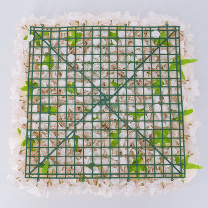 UN-REAL 50cm Blush Artificial Flower Wall Tile - Pink Roses & Hydrangeas, Easy Install