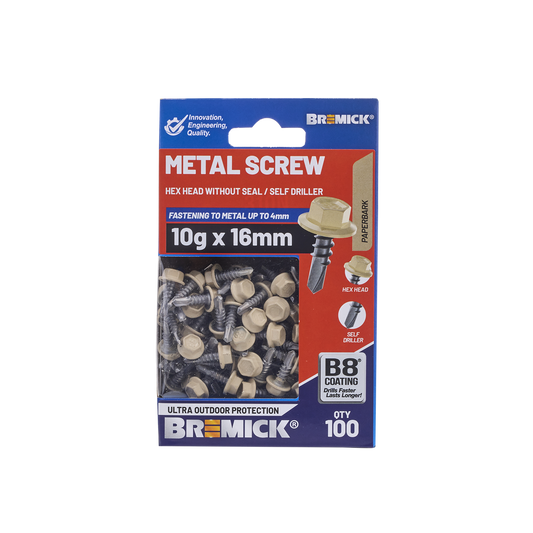 Bremick PA Metal Hex Screw - 10g x 16mm - B8 Coating - 100 Pack - Corrosion Resistant – view 2 - Auzzistore