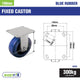 Easyroll 150mm Blue Elastic Rubber Heavy Duty Fixed Plate Castor