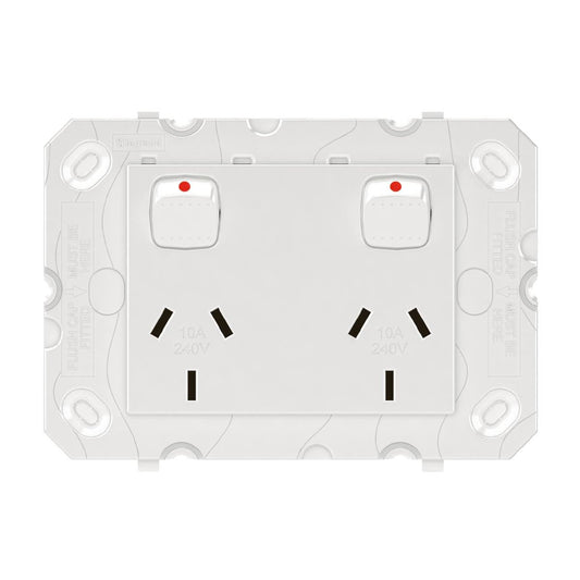 Hpm Arteor Double Powerpoint Grid - 2 Outlets - 115mm x 80mm - White - Auzzistore