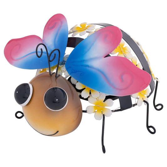 Click Solar Metal Animal Light Bee - 1.2V Rechargeable - Yellow/Pink - Outdoor Decor - Auzzistore