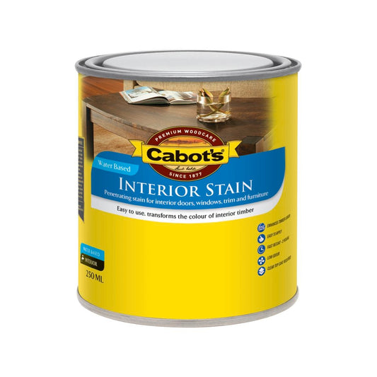 Cabot Walnut Interior Stain 250ml Water Based Easy Application Low Odour - Auzzistore