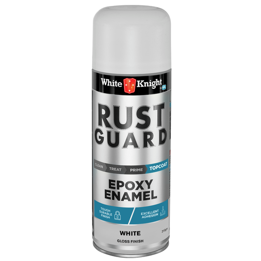 White Knight Rust Guard Spray Paint 310g Gloss White Epoxy Enamel - Auzzistore
