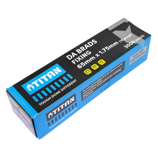 Titan 65mm 1.75mm Electro Galvanised 34° Angled Collated Nail Da Brads Pack of 3000 - Durable Fasteners for Carpentry – view 2 - Auzzistore