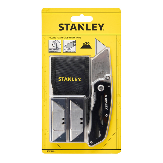 Stanley Folding Knife with Pouch STHT10855-0 - Lightweight Aluminium - Tool-Free Blade Change - One-Handed Open – view 2 - Auzzistore