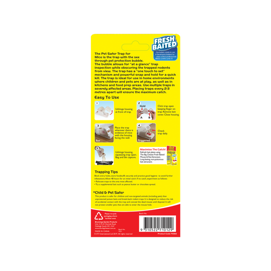 The Big Cheese Pet Safer Mouse Trap - Reusable Indoor Rodent Control - 95mm x 23mm x 75mm – view 2 - Auzzistore